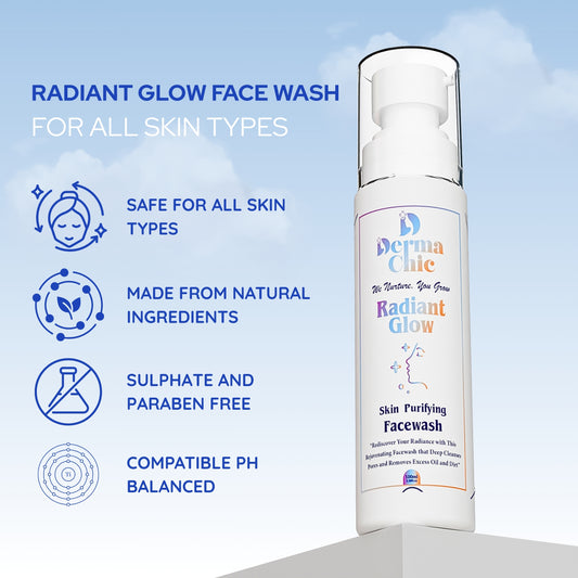DermaChic Radiant Glow Facewash – Vitamin C & Aloe Purifier for Clear, Bright Skin & Acne-free (100ml)