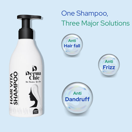 DermaChic Hair Vita Shampoo – Anti Hairfall & Dandruff Control with Biotin, Caffeine & Rosemary (200ml)