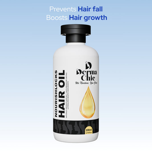DermaChic NourishLocks Hair Oil – 50+ Herbal Blend for Hair Growth & Stronger Roots (200ml)