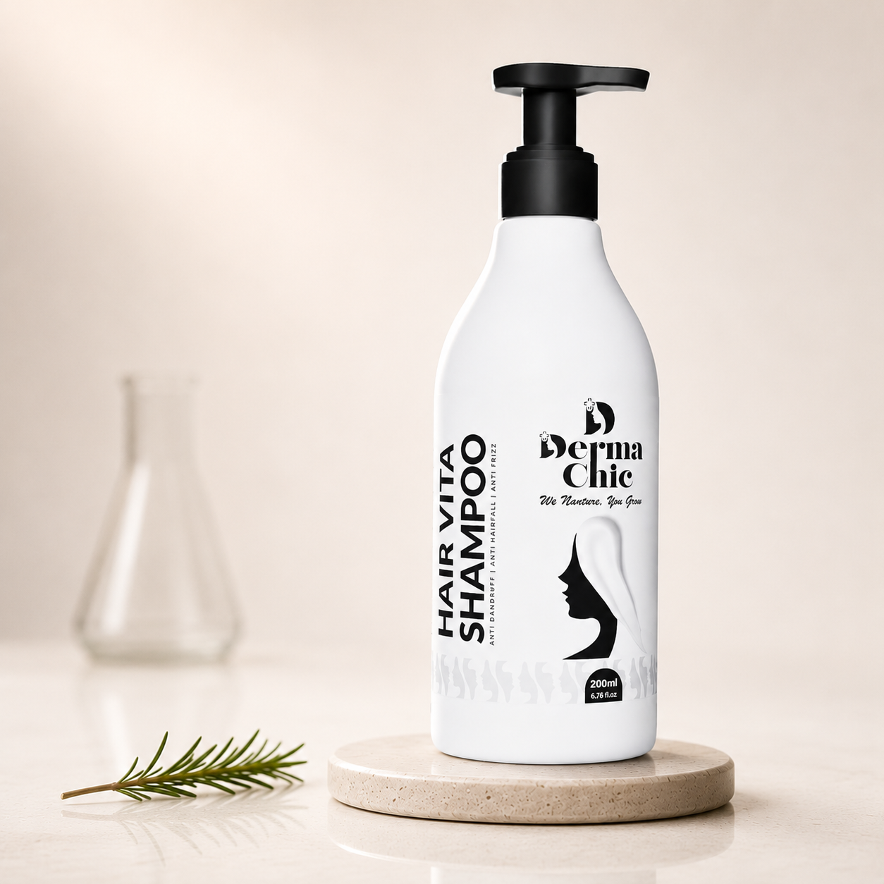 Hair Fall Control Shampoo with Biotin, Rosemary & Caffeine | Sulfate-Free | DermaChic