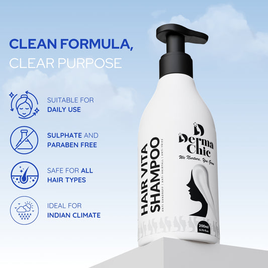 DermaChic Hair Vita Shampoo – Anti Hairfall & Dandruff Control with Biotin, Caffeine & Rosemary (200ml)